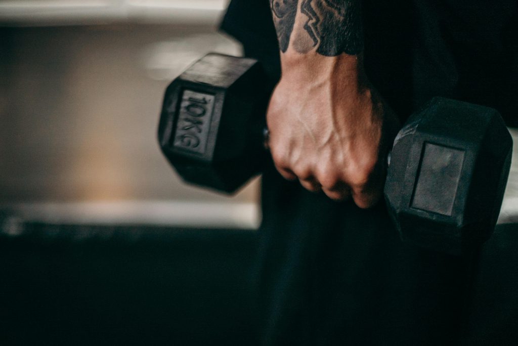 Man holding a dumbbell