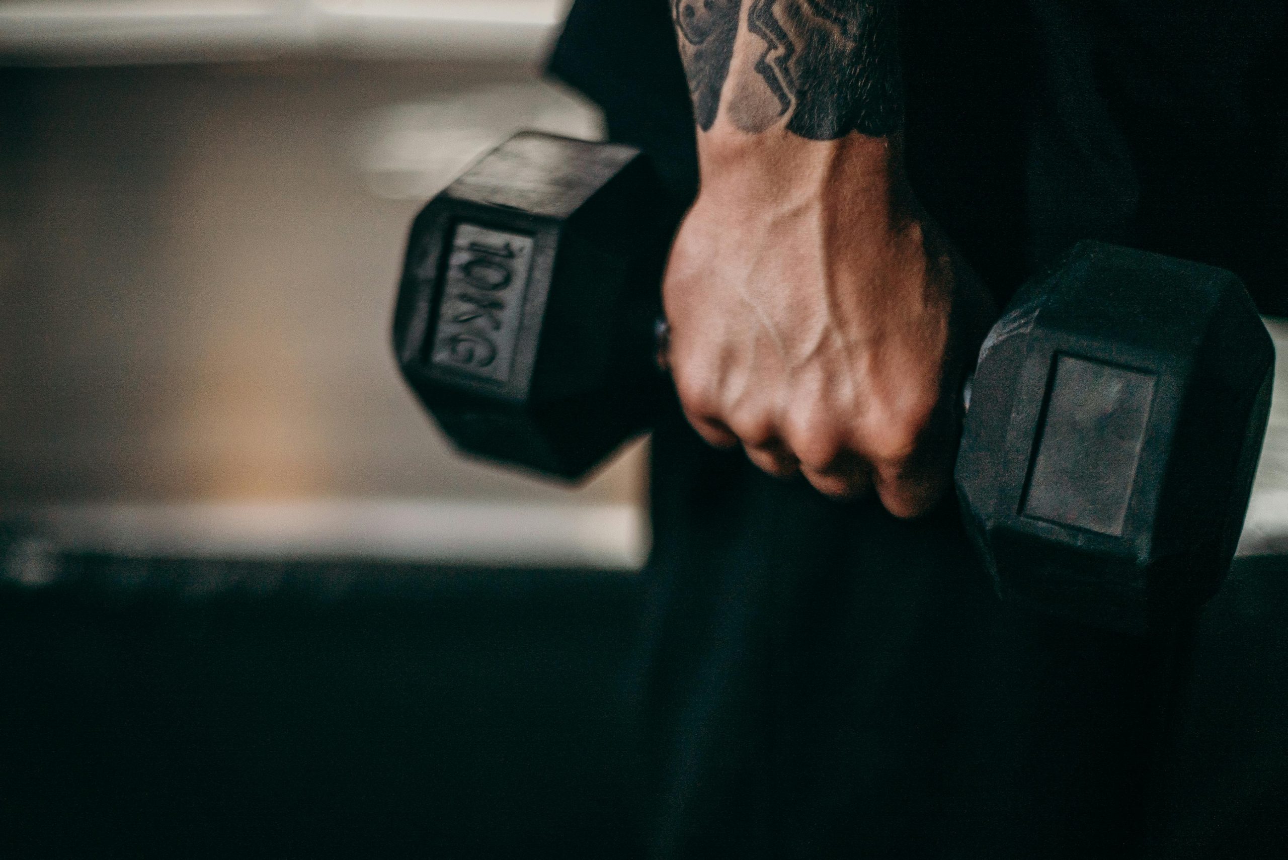 Man holding a dumbbell